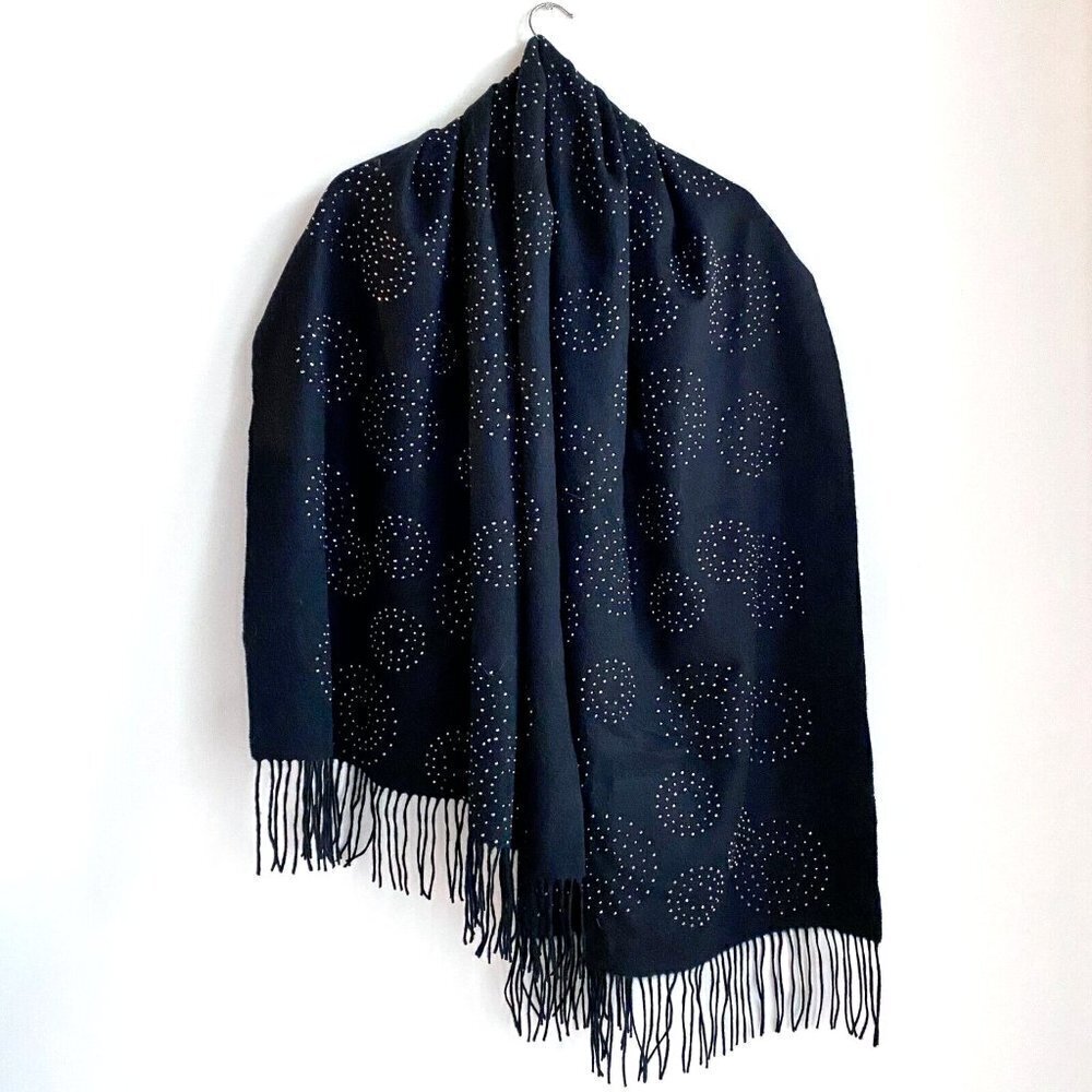 NEW Cashmere Black Studded Sparkly Detail Large Soft Luxurious Wrap Shawl